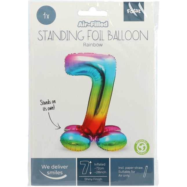 Ballon de baudruche Figure 7 Arc-en-ciel avec support 72cm