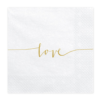 Serviettes de table Love Gold 33cm 20pcs