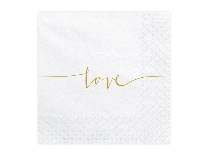 Serviettes de table Love Gold 33cm 20pcs