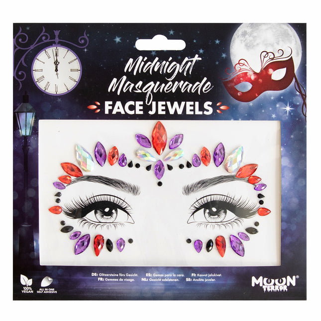 Moon Terror Halloween Bijoux de visage Midnight Masquerade