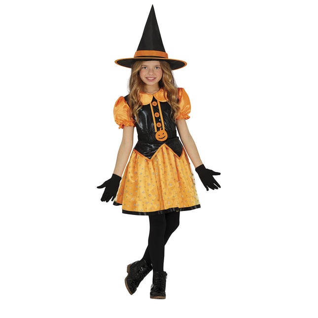 Costume d'Halloween sorcière fille paillettes