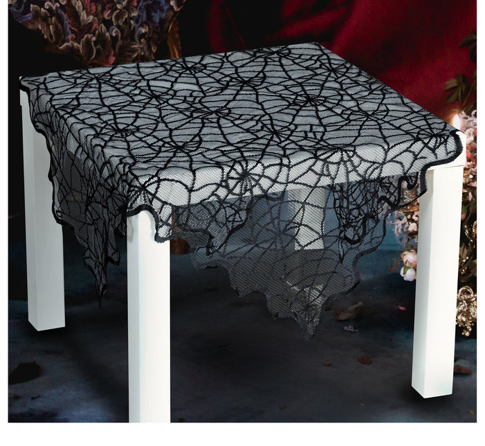 Nappe d'Halloween noire en dentelle 1m