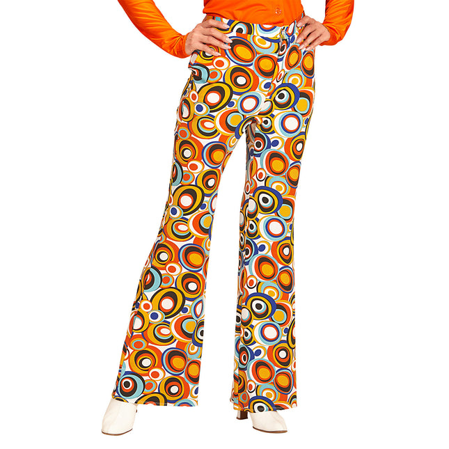 Pantalon Disco 70S Bleu Orange Dames