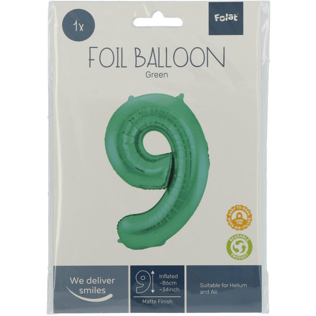 Ballon de baudruche Figure 9 Vert mat XL 86cm vide