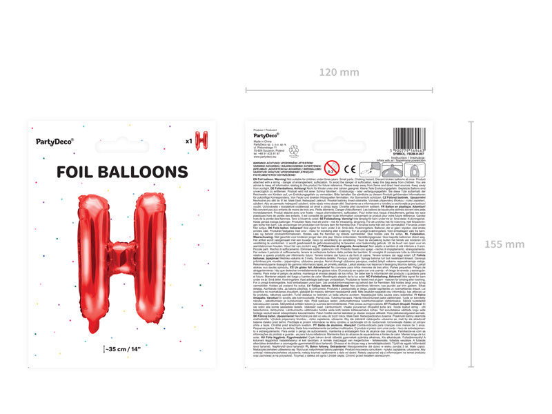 Ballon de baudruche Lettre H Rouge Vide 35cm