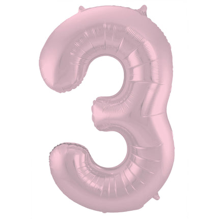 Ballon de baudruche Figure 3 rose pastel XL 86cm vide