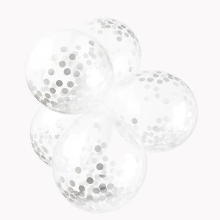 Ballons Confetti Argent 12cm 6pcs