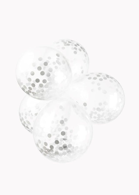 Ballons Confetti Argent 12cm 6pcs