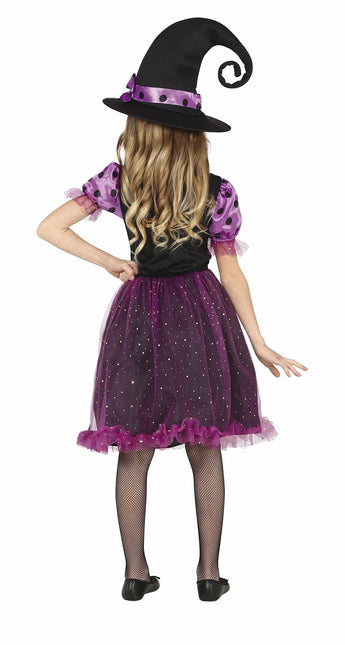 Costume d'Halloween sorcière fille paillettes