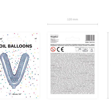 Ballon de baudruche Lettre V Holographique Vide 35cm