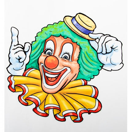 Autocollant pour fenêtre Clown Chapeau jaune 40cm