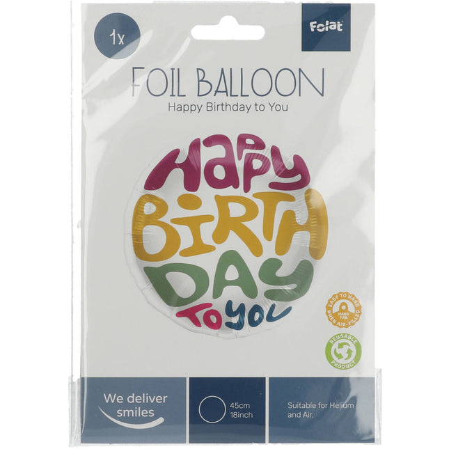 Ballon à l'hélium Happy Birthday Retro Vide 45cm