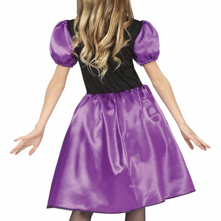 Costume d'Halloween de sorcière fille violet