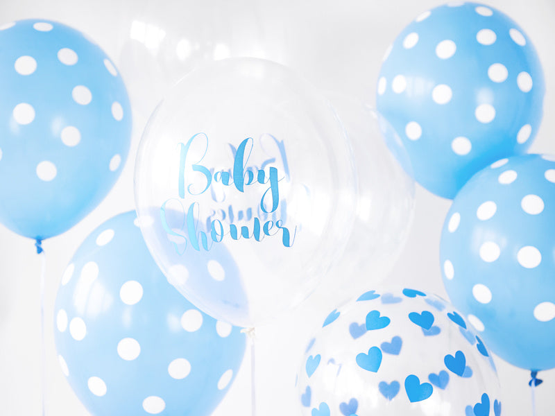 Ballons de baudruche bleu clair à pois blancs 30cm 6pcs