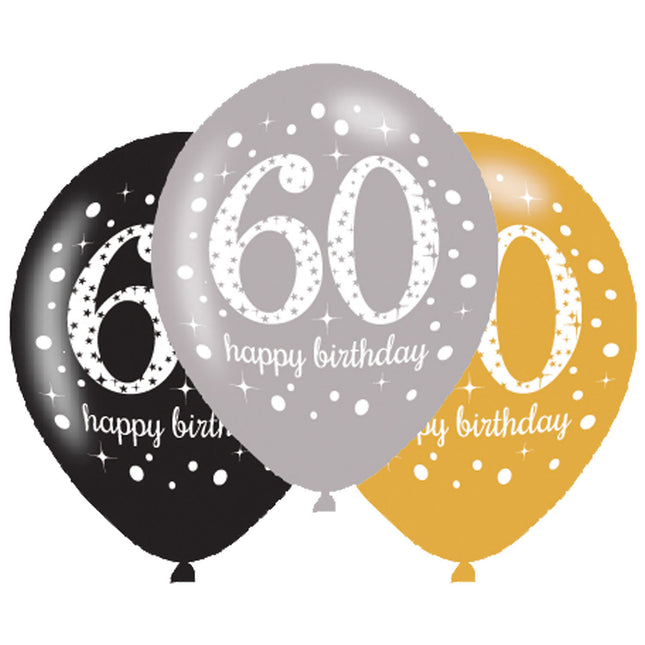Ballons 60 Years Happy Birthday 27.5cm 6pcs
