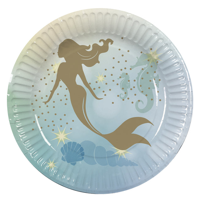 Assiettes Mermaid en papier 23cm 10pcs