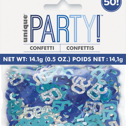 Sac de confettis 50 ans bleu 14gr