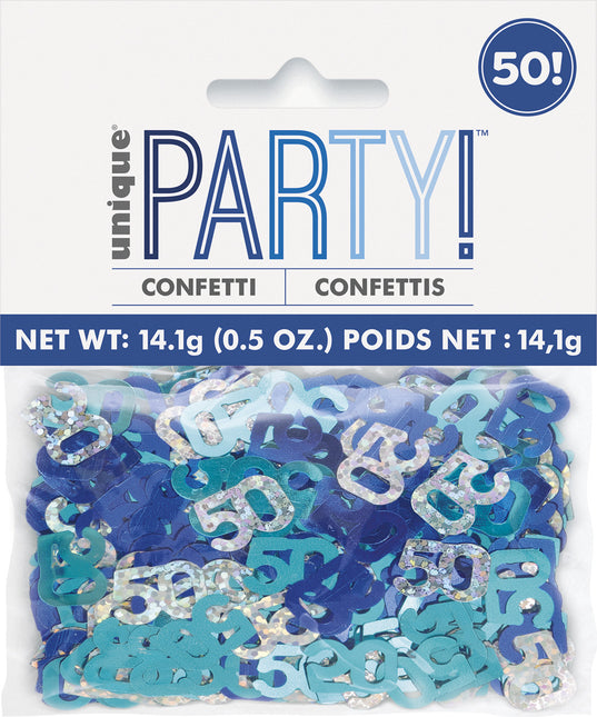 Sac de confettis 50 ans bleu 14gr