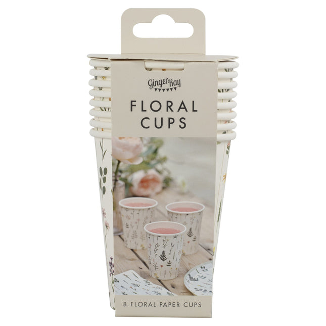 Flowers Cups Coloured 250ml 8pcs