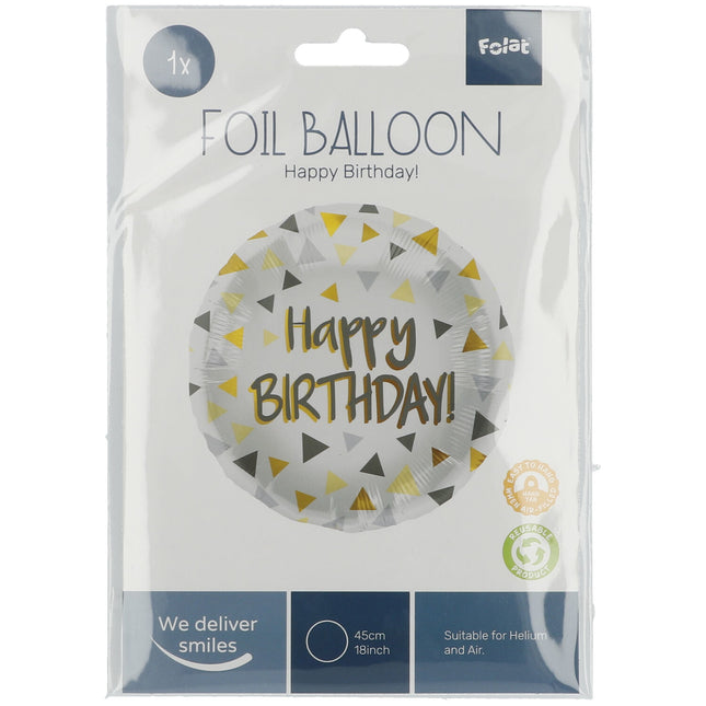 Ballon à l'hélium Happy Birthday Triangle vide 45cm