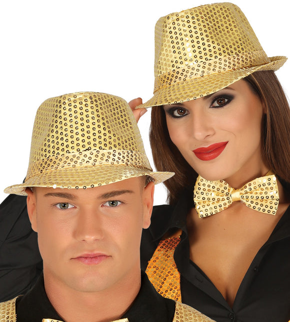 Chapeau à paillettes d'or