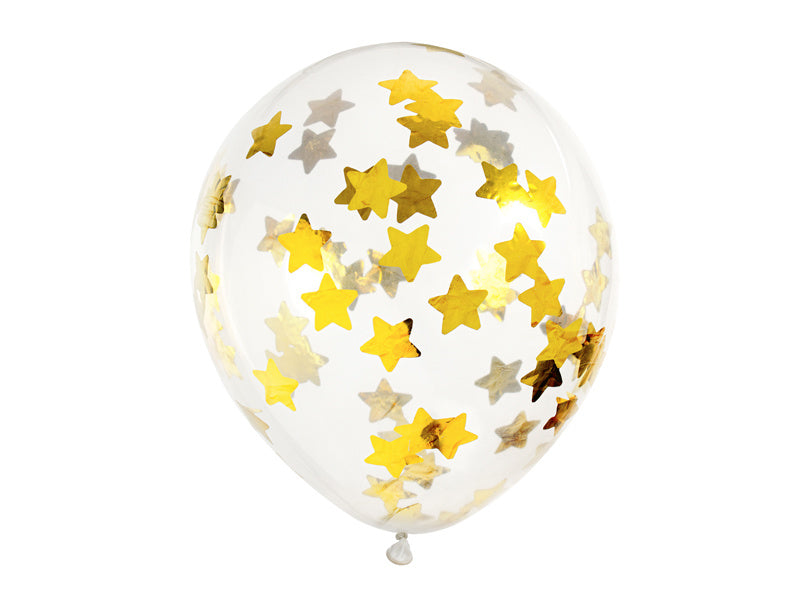 Ballons Confetti Etoiles d'Or 30cm 6pcs