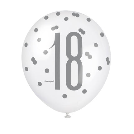 Ballons 18 ans Dots Black 30cm 6pcs