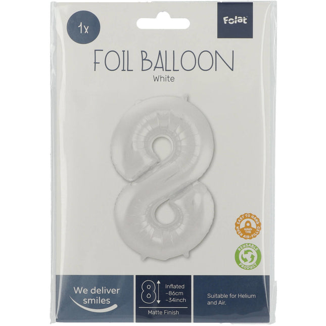 Ballon de baudruche Figure 8 Blanc mat XL 86cm vide