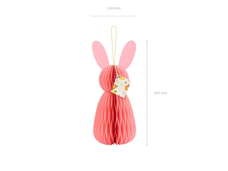 Lapin rose en nid d'abeille 30cm