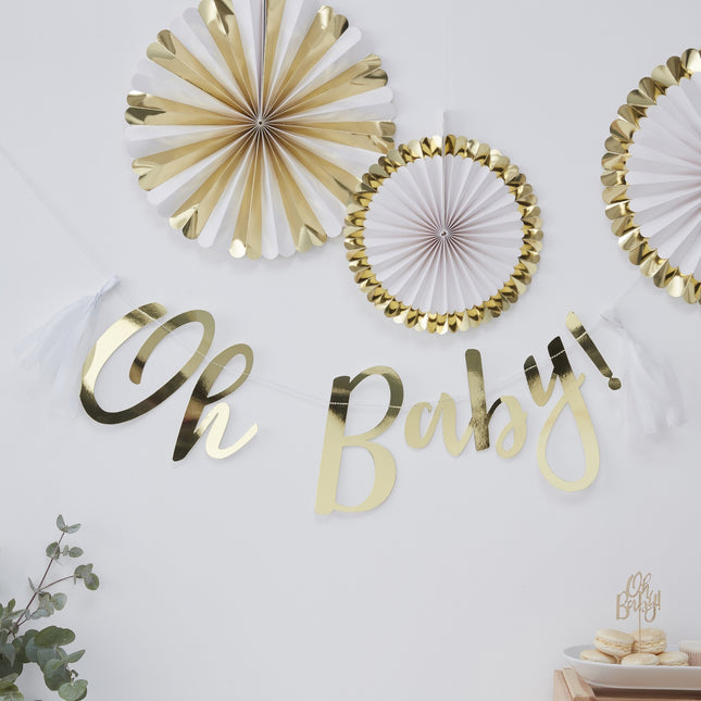 Guirlande de lettres dorées Oh Baby 1.5m