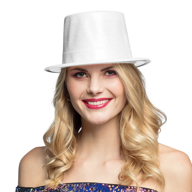 Chapeau blanc pailleté 29cm