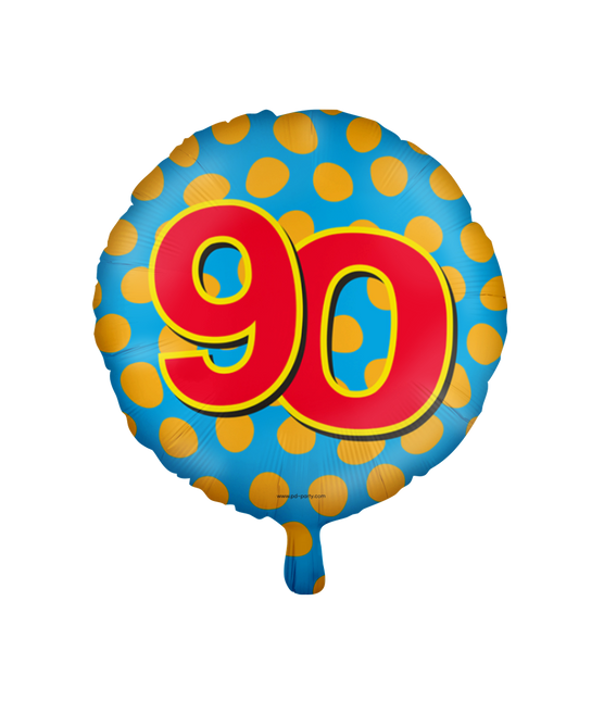 Ballon à l'hélium 90 ans coloré vide 46cm