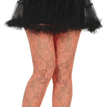 Collants orange dentelle pour dames