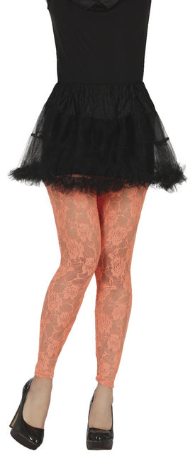 Collants orange dentelle pour dames