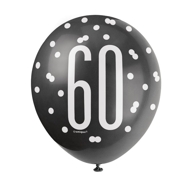 Ballons 60 Years Dots Black 30cm 6pcs