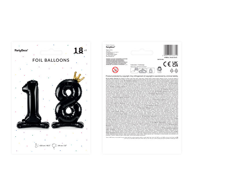 Ballon de baudruche Figure 18 Noir Standard Vide 84cm