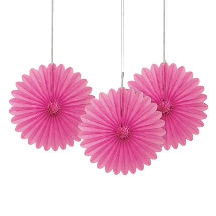 Eventails en papier Fuchsia 15cm 3pcs