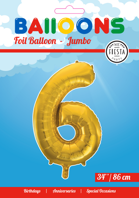 Ballon de baudruche Figure 6 Gold XL 86cm vide