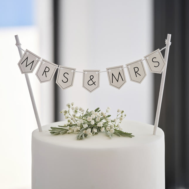 Décor de gâteau de mariage Mr et Mme 15cm