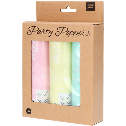 Set de canons à confettis Pastel 15cm 3pcs