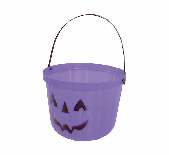 Seau à bonbons d'Halloween violet Citrouille 20cm