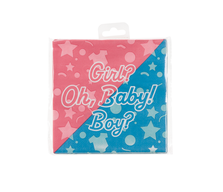 Serviettes de table pour la révélation du sexe Oh Baby ! 33cm 16pcs