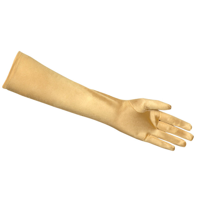 Gants longs en satin or