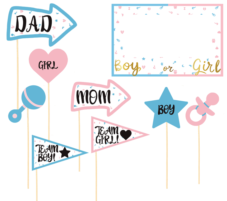 Ensemble de photomaton pour la révélation du sexe 8 pièces
