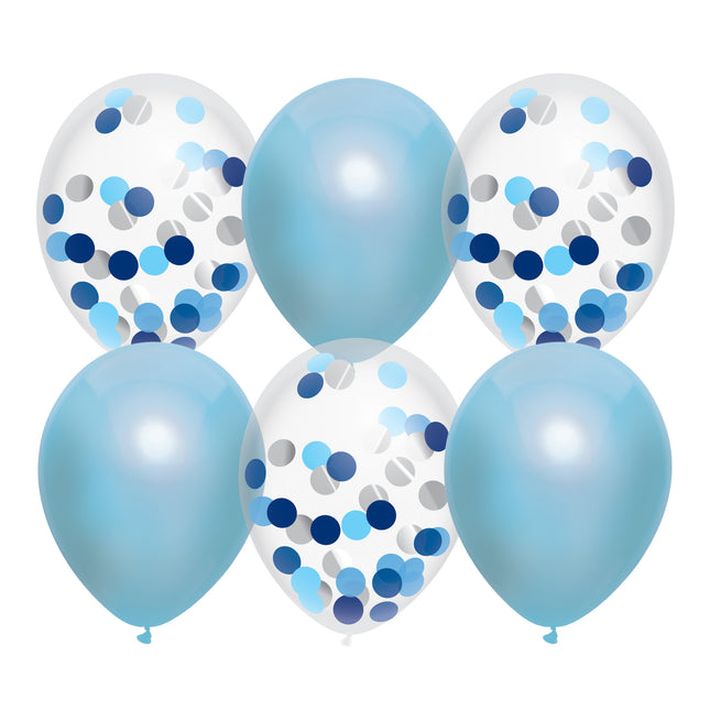 Ballons de naissance Garçon Confetti Bleu 30cm 6pcs