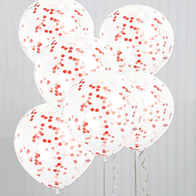 Ballons Confetti Rouge 40cm 6pcs