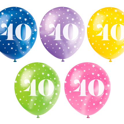 Ballons 40 ans Confetti 30cm 5pcs