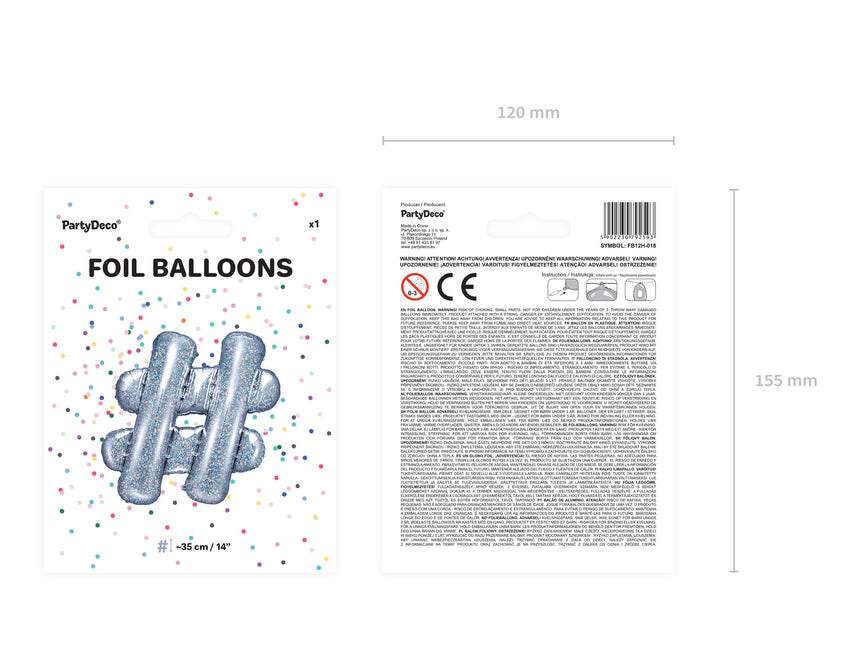 Ballon de baudruche Hashtag # Holographic 35cm