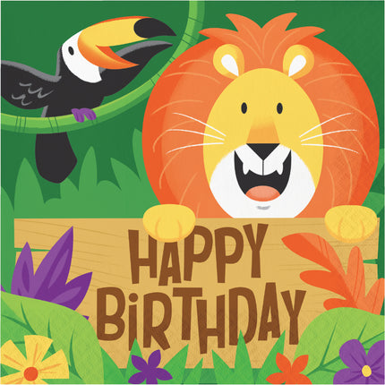 Serviettes de table Jungle Happy Birthday 33cm 16pcs