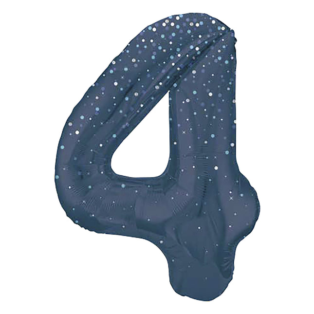 4 Year Figure Balloon Dark Blue Dots 86cm